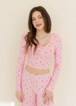 Load image into Gallery viewer, Pink Floral Print Pajama Lounge Set
