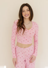Load image into Gallery viewer, Pink Floral Print Pajama Lounge Set
