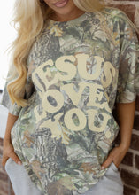 Load image into Gallery viewer, Jesus Loves You Oversized Camo Tee
