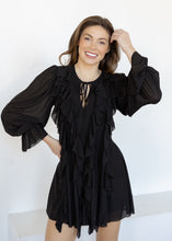 Load image into Gallery viewer, Laura Black Ruffled Romper Dress
