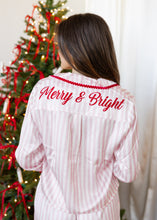 Load image into Gallery viewer, Merry &amp; Bright Ruffled Pajama Short Set - Pink/Red
