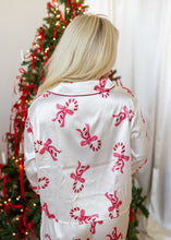 Load image into Gallery viewer, Candy Cane Lane Ruffled &amp; Satin Pajama Set
