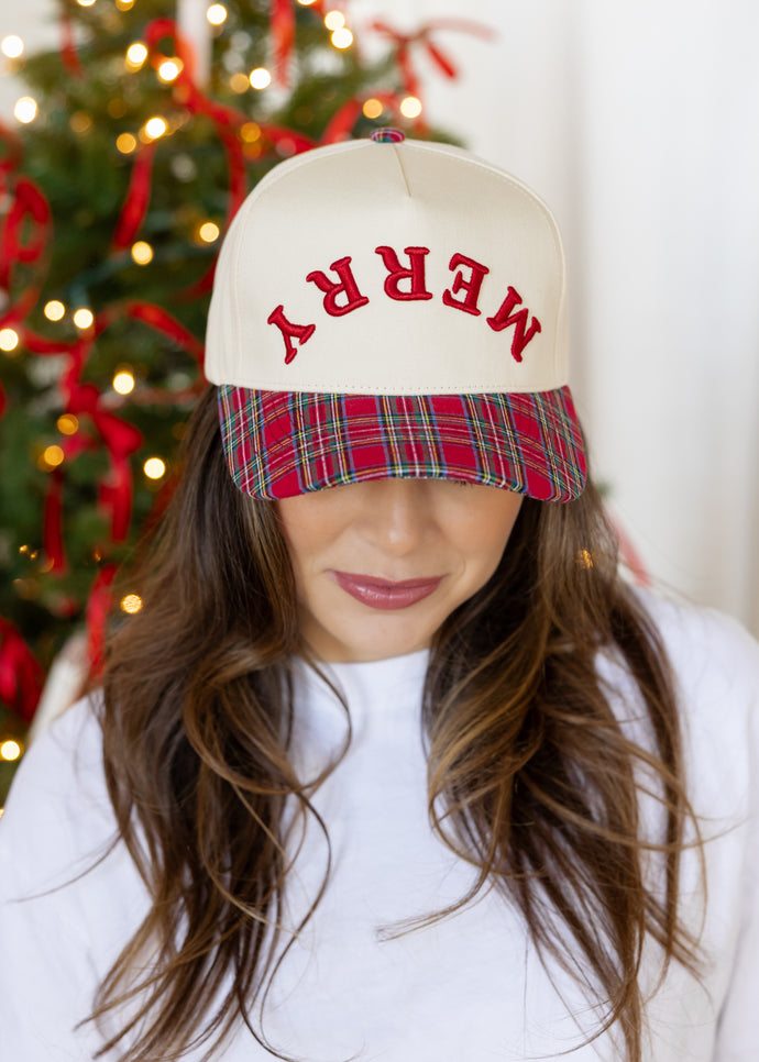 Upside Down Merry & Plaid Trucker Hat