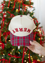 Load image into Gallery viewer, Upside Down Merry &amp; Plaid Trucker Hat
