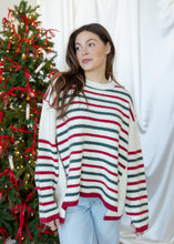 Load image into Gallery viewer, Cindy Red &amp; Green Oversized Stripe Sweater
