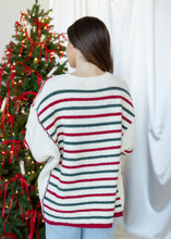 Load image into Gallery viewer, Cindy Red &amp; Green Oversized Stripe Sweater
