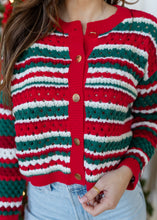 Load image into Gallery viewer, Holiday Color Stripe Sweater Cardigan
