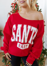 Load image into Gallery viewer, Santa Baby Off Shoulder Red Sweatshirt
