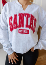 Load image into Gallery viewer, Santa&#39;s Favorite Split Neck Grey Sweatshirt
