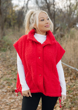 Load image into Gallery viewer, Red Teddy Fleece Oversized Vest
