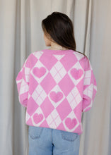Load image into Gallery viewer, Light Pink Argyle Heart Sweater Cardigan
