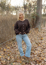 Load image into Gallery viewer, Gina Dark Chocolate Button Cardigan Sweater
