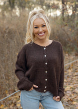 Load image into Gallery viewer, Gina Dark Chocolate Button Cardigan Sweater
