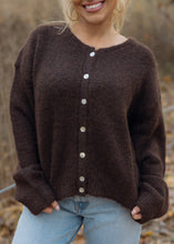 Load image into Gallery viewer, Gina Dark Chocolate Button Cardigan Sweater
