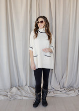 Load image into Gallery viewer, Ivory &amp; Black Turtleneck Poncho

