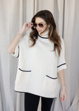 Load image into Gallery viewer, Ivory &amp; Black Turtleneck Poncho

