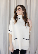 Load image into Gallery viewer, Ivory &amp; Black Turtleneck Poncho
