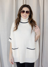 Load image into Gallery viewer, Ivory &amp; Black Turtleneck Poncho

