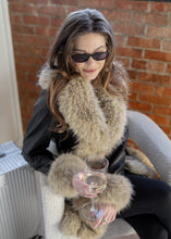 Load image into Gallery viewer, Luxe Black &amp; Taupe Faux Fur Coat
