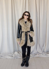 Load image into Gallery viewer, Luxe Black &amp; Taupe Faux Fur Coat
