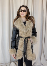 Load image into Gallery viewer, Luxe Black &amp; Taupe Faux Fur Coat
