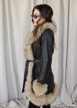 Load image into Gallery viewer, Luxe Black &amp; Taupe Faux Fur Coat
