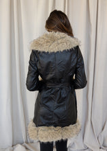 Load image into Gallery viewer, Luxe Black &amp; Taupe Faux Fur Coat
