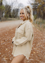 Load image into Gallery viewer, Birdie Distressed Denim Jacket - Beige
