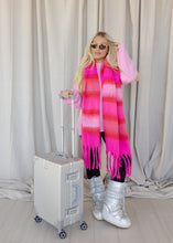 Load image into Gallery viewer, Bridgette Hot Pink Striped Fringe Scarf
