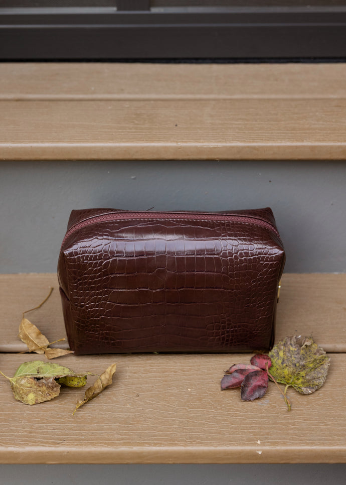 Chic Cosmetic Pouch - Chocolate Croc