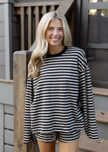 Load image into Gallery viewer, Black Stripe Crewneck Oversized Top
