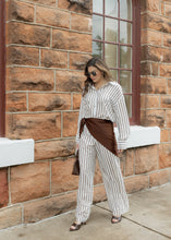 Load image into Gallery viewer, Farrah Ivory &amp; Brown Striped Pants Set
