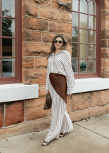 Load image into Gallery viewer, Farrah Ivory &amp; Brown Striped Pants Set
