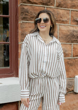 Load image into Gallery viewer, Farrah Ivory &amp; Brown Striped Pants Set
