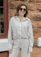 Load image into Gallery viewer, Farrah Ivory &amp; Brown Striped Pants Set
