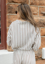 Load image into Gallery viewer, Farrah Ivory &amp; Brown Striped Pants Set
