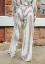 Load image into Gallery viewer, Farrah Ivory &amp; Brown Striped Pants Set
