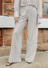 Load image into Gallery viewer, Farrah Ivory &amp; Brown Striped Pants Set
