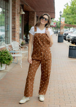 Load image into Gallery viewer, Coffee Brown &amp; Polka Dot Overalls
