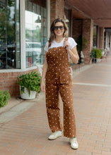 Load image into Gallery viewer, Coffee Brown &amp; Polka Dot Overalls
