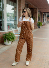 Load image into Gallery viewer, Coffee Brown &amp; Polka Dot Overalls
