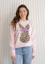 Load image into Gallery viewer, Leopard Bunny Heart Tail Light Pink Sweatshirt
