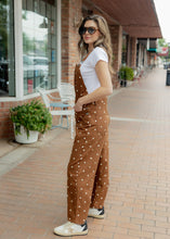 Load image into Gallery viewer, Coffee Brown &amp; Polka Dot Overalls
