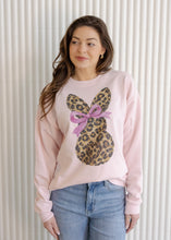 Load image into Gallery viewer, Leopard Bunny Heart Tail Light Pink Sweatshirt
