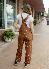Load image into Gallery viewer, Coffee Brown &amp; Polka Dot Overalls
