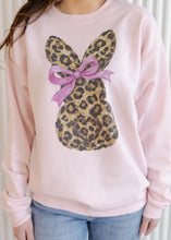 Load image into Gallery viewer, Leopard Bunny Heart Tail Light Pink Sweatshirt
