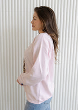 Load image into Gallery viewer, Leopard Bunny Heart Tail Light Pink Sweatshirt
