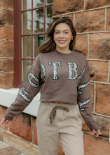 Load image into Gallery viewer, Leopard "FOOTBALL" Cropped Mocha Sweatshirt
