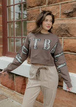 Load image into Gallery viewer, Leopard "FOOTBALL" Cropped Mocha Sweatshirt
