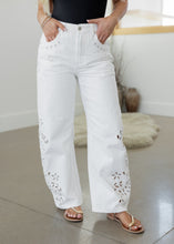Load image into Gallery viewer, Marie White Embroidered Barrel Jeans
